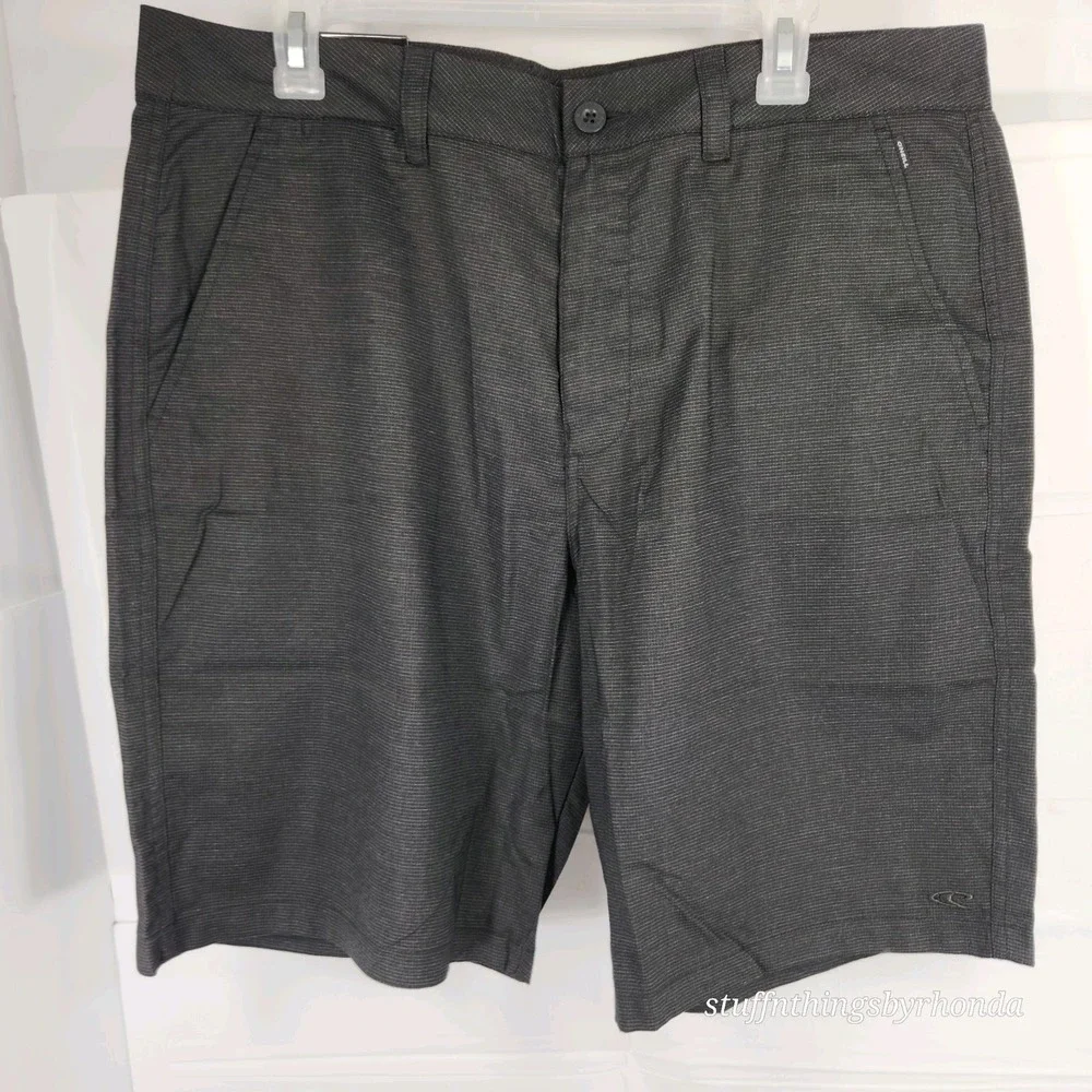 New O'NEILL Drive Men's Blk 2 Way Stretch Shorts, Sz 34, Golf, Casual, Bermuda